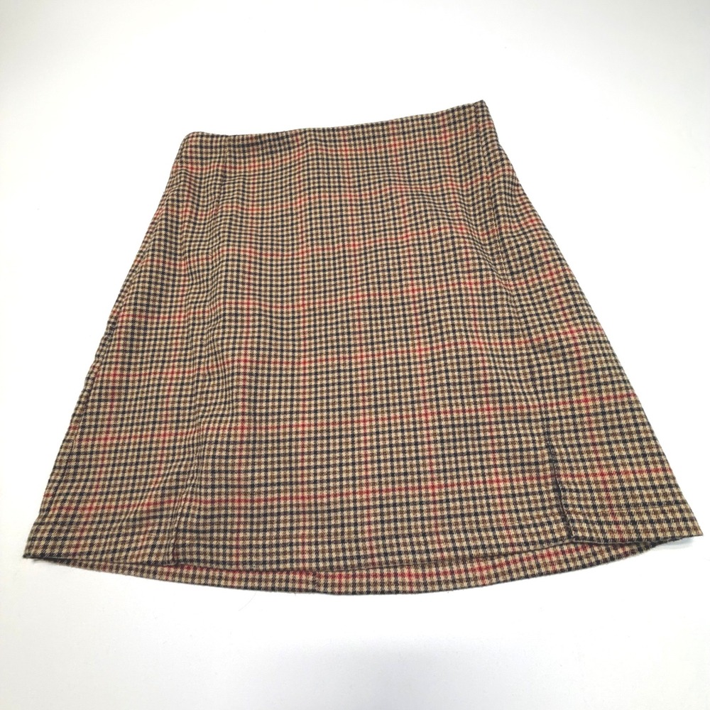John Galt Brandy Style Plaid Mini Skirt Brown/Red Check XS-S